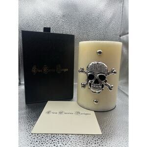 Lisa Carrier Designs Boxed Studded Silver Skull Candle - NWT